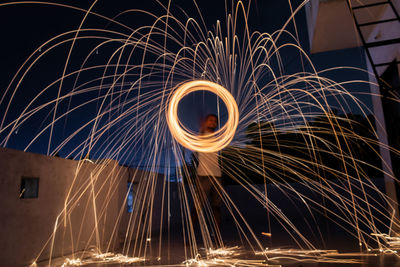 Low angle view of light painting