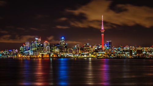 Illuminated city at night