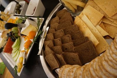 High angle view of dessert in tray