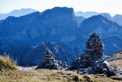 Scenic view of mountains against sky