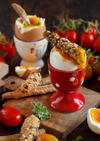 Close-up of breakfast on table