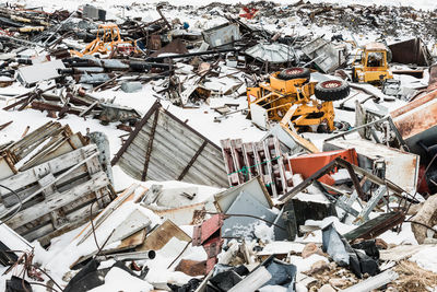 Scrapyard covered in snow