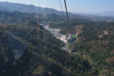 High angle view of overhead cable car