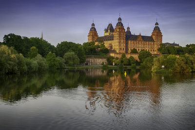 Reflection of trees in lake