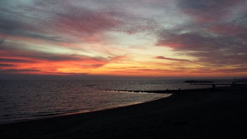 Scenic view of sea at sunset