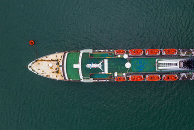 Directly above shot of commercial dock against sea