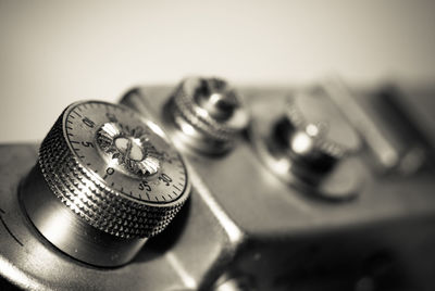 High angle view of camera on table