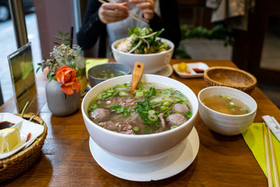 Close-up of food on table