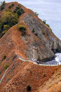 High angle view of road by mountain