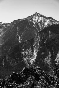 Scenic view of mountains against clear sky