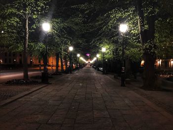 Illuminated street lights at night