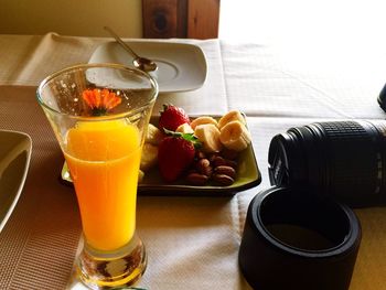 Close-up of breakfast on table