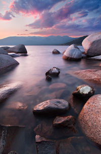 Scenic view of sea against sky during sunset