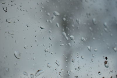 Full frame shot of raindrops on glass window