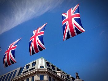 Low angle view of union jack flag