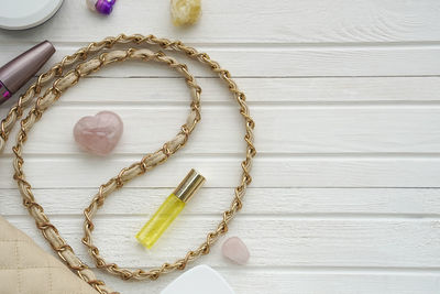 High angle view of heart shape on table