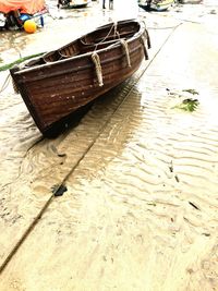 Close-up of boats in water