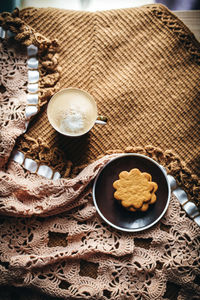 High angle view of food on table