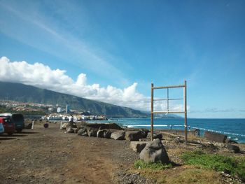 Scenic view of sea against cloudy sky