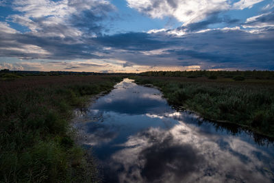 Scenic view of land against sky during sunset