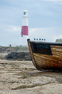 Lighthouse against blue sky