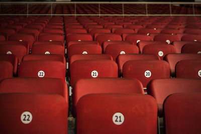 Full frame shot of empty seats