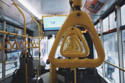 View of empty seats in bus