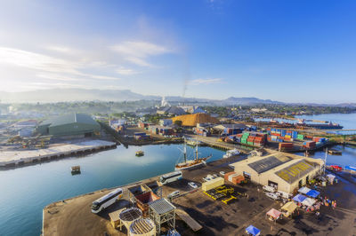 Fiji islands, viti levu, lautoka, aerial view of harbour