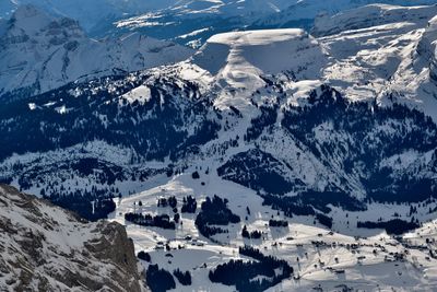 Aerial view of snow covered mountains