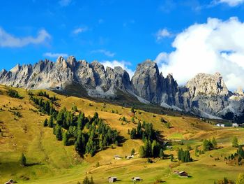 Panoramic view of landscape and mountains against sky