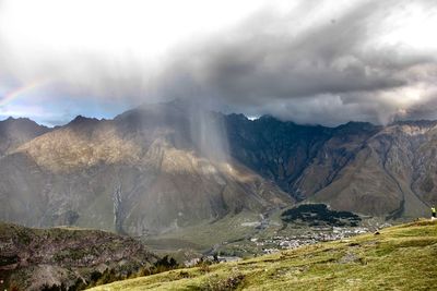 Panoramic view of mountains against sky