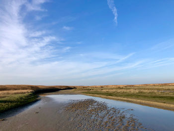 Scenic view of land against sky
