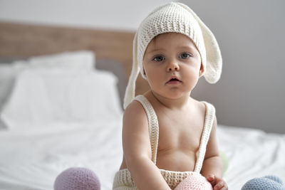 Portrait of baby girl at home