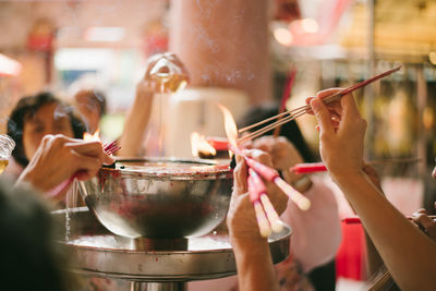 Group of people preparing food