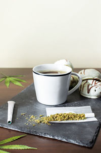 Close-up of breakfast on table