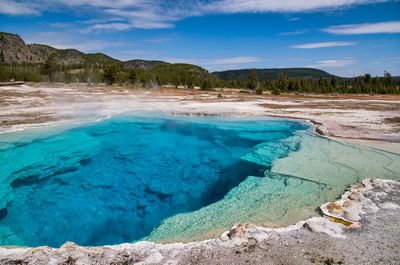 Steam emitting from hot spring