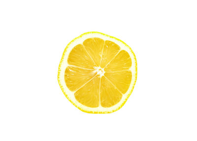 Lemon slice over white background