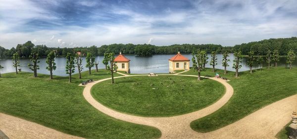 Scenic view of lake against sky