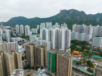 High angle view of buildings in city