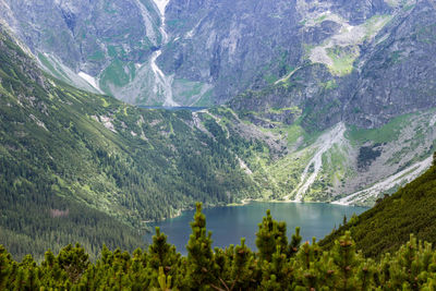 Scenic view of lake and mountains