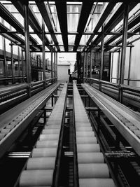 Railroad tracks on railroad station platform