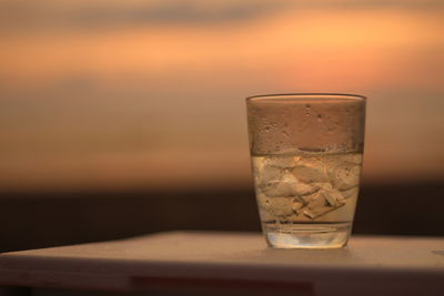 Close-up of water in glass on table