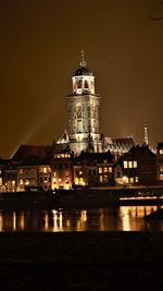 View of clock tower at night