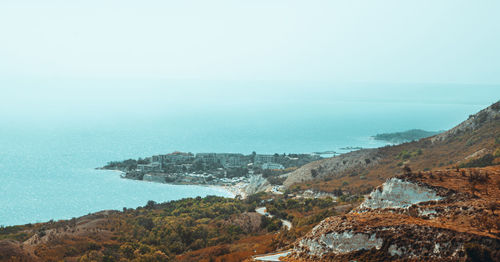 Scenic view of sea against clear sky