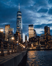 Illuminated city at night