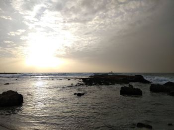 Scenic view of sea against sky during sunset