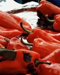 Close-up of paprika on grill