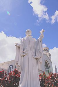 Low angle view of temple against blue sky