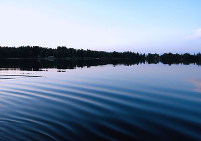 Scenic view of lake against clear sky
