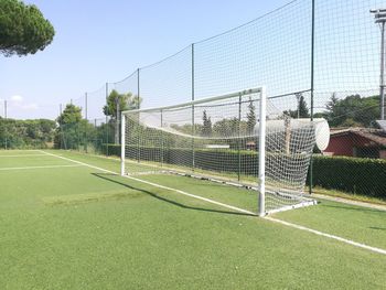 View of soccer post against sky